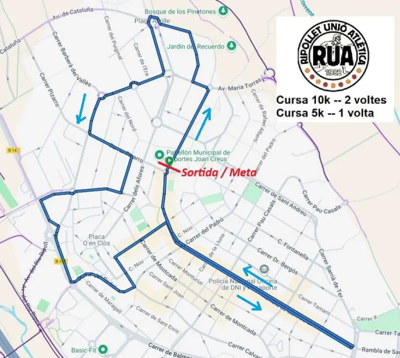 Mapa que muestra el recorrido de la cursa