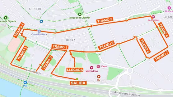Map showing the race route